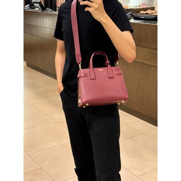 Burberry Small Banner Leather Horse Check Crossbody Shoulder bag Crimson - Picture 15 of 16